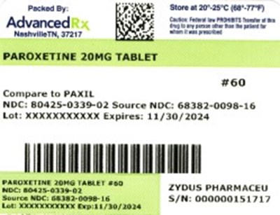 Label2 (Paroxetine 20mg 80425 0339 02)